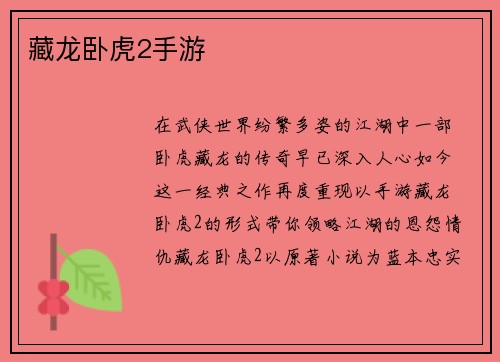 藏龙卧虎2手游